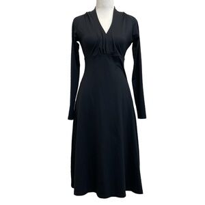 Patagonia Black Eva Luna Jersey Knit Stretch Long Sleeve Midi Dress